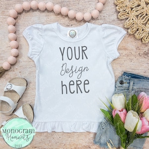 Blanks Boutique-SSRuffle- Girl&#39;s Short Sleeve Mockup- Spring Mockup
