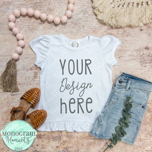 Blanks Boutique-SS-Ruffle- Girl&#39;s Short Sleeve Mockup-Everyday Mockup