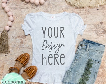 Laughing Giraffe-SSRuffle- Girl's Short Sleeve Mockup-Everyday Mockup