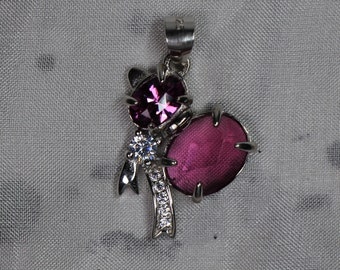Rhodolite Garnet gemstone, Natural R. Garnet, purple pinkish gemstone, R. Garnet necklace, Garnet pendant, Garnet on sterling silver 925