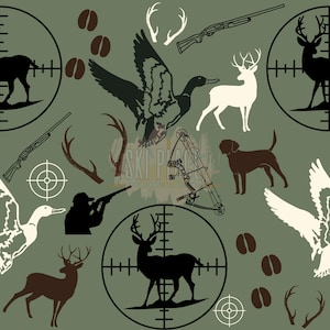 Hunting Seamless, Deer hunting Pattern, Boy seamless design, duck hunting pattern