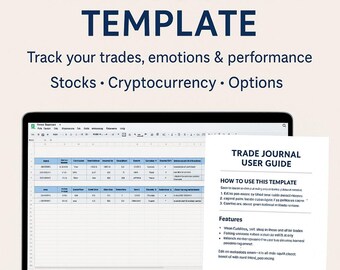 Trade Journal Template (Excel + PDF) – Track Your Trades, Emotions & Performance | Digital Download for Stocks and Crypto