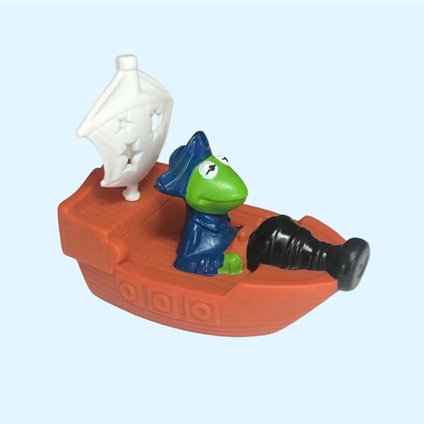 1995 Muppet Treasure Island McDonald's Bath Toy | 90s Kermit the Frog in Boat Happy Meal Tub Toy *Vintage Condition - See Description*