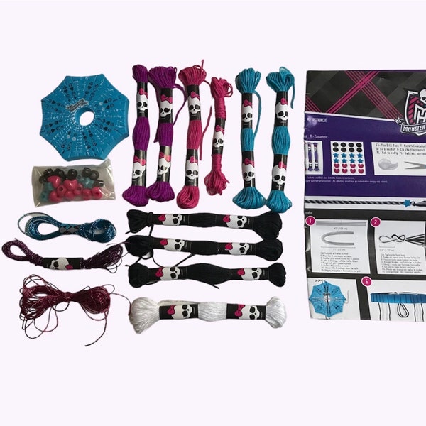 Monster High Freaky Friendship Bracelet Making Set | MH Bracelet Web, Floss, Beads & Instructions Sheet *Preowned, No Box - See Description*