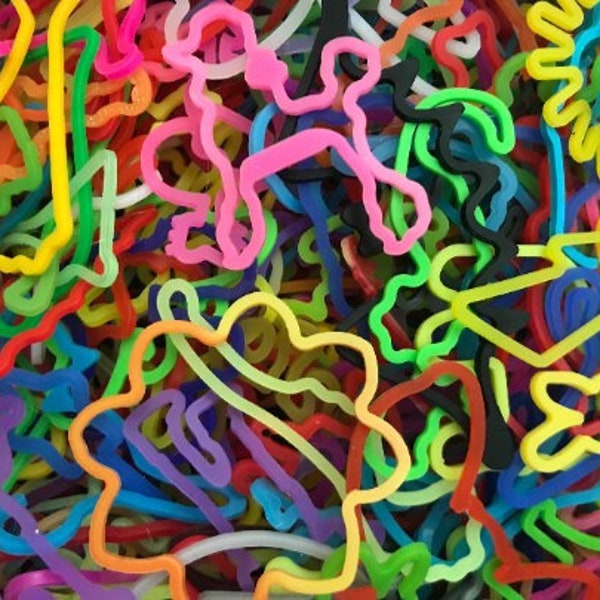 MYSTERY Silly Bands Blind Bag | Pack of 10 Loose Y2K-Inspired Shaped Elastics For Collecting, Wearing & Trading *Preowned - See Description*