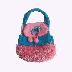 Webkinz Pet Carrier Purse | 2000s Ganz Blue and Pink Soft Plush Accessory Small Bag *Preowned, No Code - See Description*