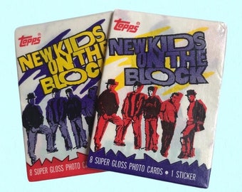 Lot of 2 Sealed New Kids on the Block Trading Card Packs 1989 Topps NKOTB Boy Band Memorabilia *Vintage Condition - See Description*