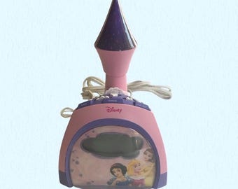 Vintage Disney Princess Alarm Clock 9" Plastic Castle Clock Radio Used As-Is Some Damage *Preowned Condition - See Description*