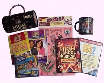 High School Musical Lot 8 pcs Disney Channel Books, DVDs, CD, Poster, Case, Mug Used As-Is *Preowned Condition - See Description*