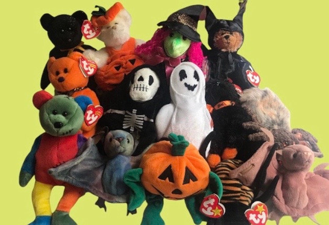 TY Halloween Beanie Babies choice Sheets, Pumkin, Scary, Hairy, Spinner