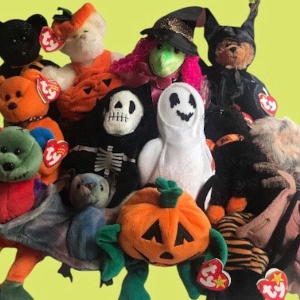 TY Halloween Beanie Babies *Choice* Sheets, Pumkin, Scary, Hairy, Spinner, Batty & More Halloween Themed Stuffed Animals