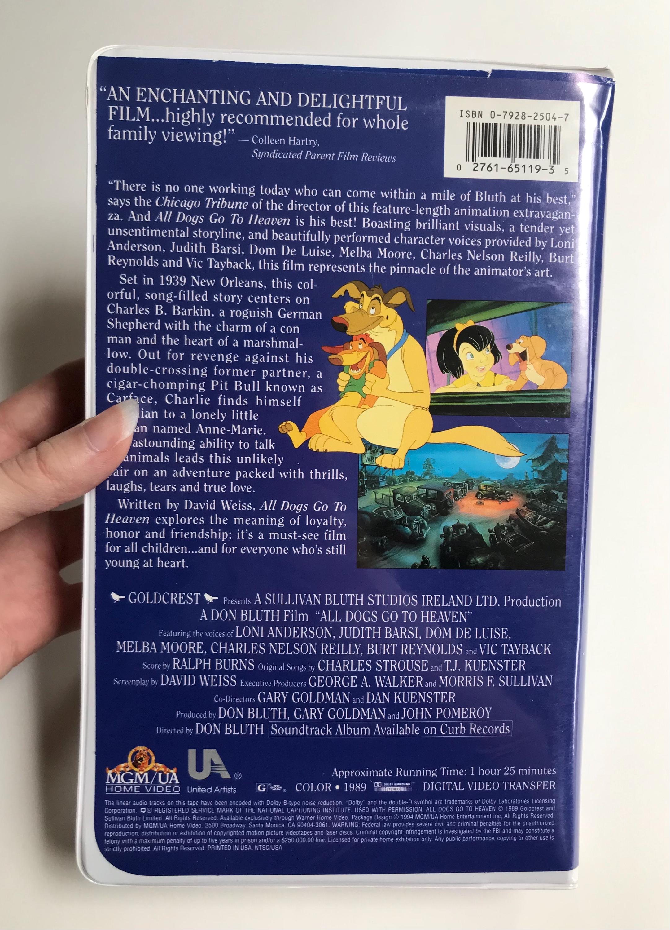 All Dogs Go to Heaven VHS Movies 1990s Don Bluth ADGTH 1 & 2 Video ...