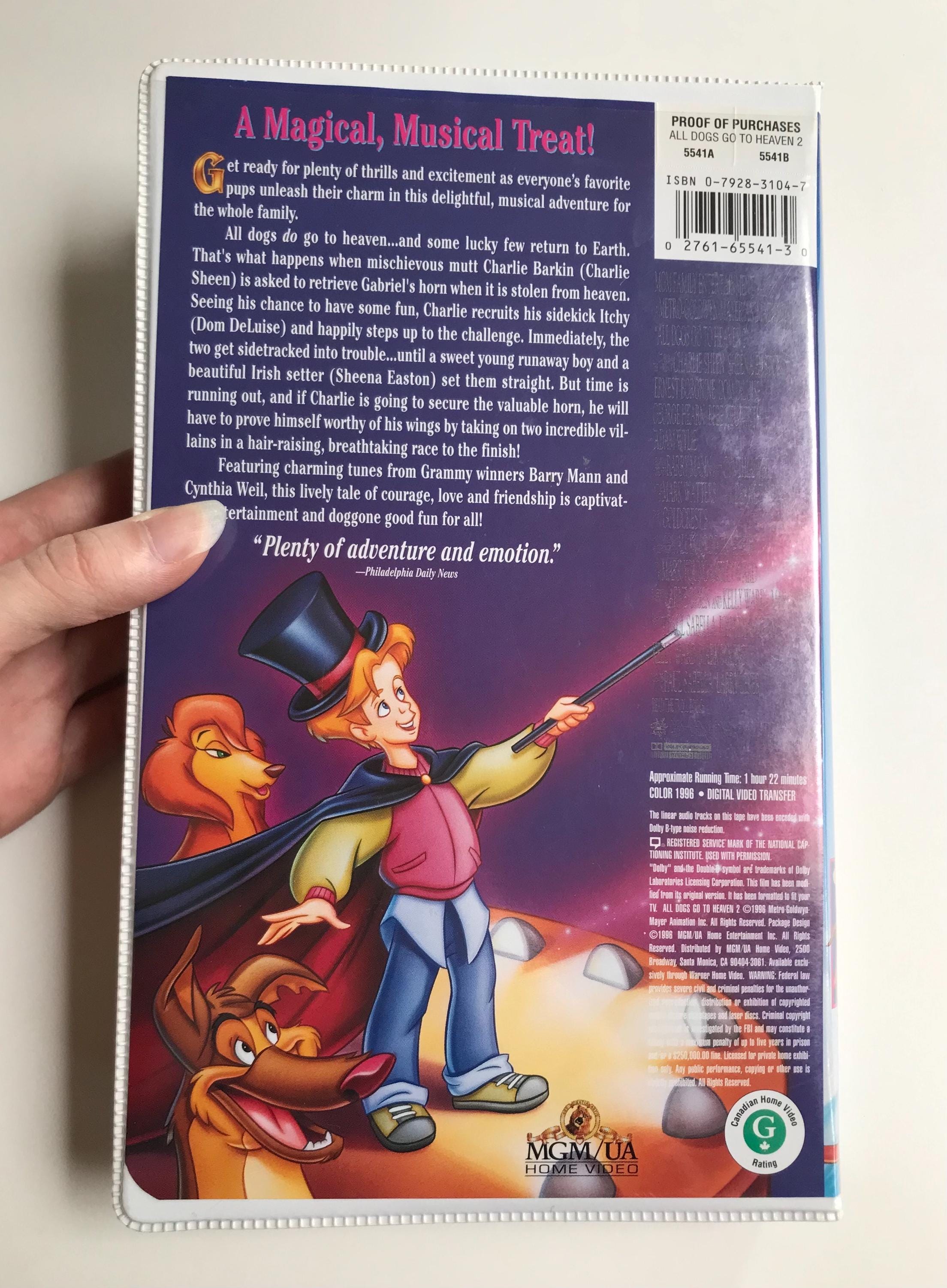 All Dogs Go to Heaven VHS Movies 1990s Don Bluth ADGTH 1 & 2 Video ...