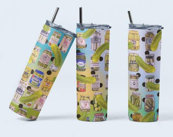 Niedliche Country Pickle Collage, für Pickle Liebhaber, 20 Unzen Tumbler Sublimation Wrap