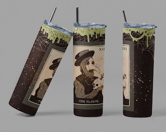 Viktorianischer Pestdoktor Gruseliges Design, 20 Unzen Skinny Tumbler, Sublimationsdruck PNG Digitale Datei