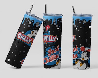 Retro Slushie Chilly Willy Design, 20 Unzen Skinny Tumbler, Sublimation PNG Digitale Datei