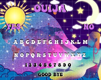 Ouija Brett für Frauen, Frau Universe Design, Wicca, Zauber, Mond Rituale. Spirituelle Tafel zum Manifestieren, spirituell bedruckbar, 11,5x8
