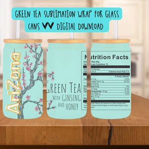 DIGITAL | Arizona Grüner Tee | PNG | 16 Unzen | Glass Wrap Sublimation Libby Cup, Milchglas