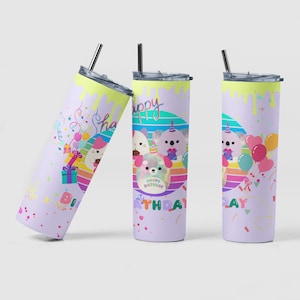 Squishmallow Happy Birthday Design, 20 oz Skinny Tumbler, Sublimation PNG Digital File