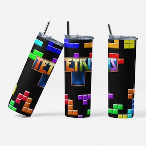 Retro Arcade Game, Vintage, Tetris,  20 oz Skinny Tumbler Wrap Sublimation Design