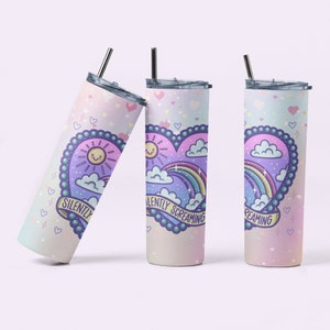 Kawaii, Emo, “Silently Screaming “ 20oz Straight Tumbler Wrap Seamless Design PNG