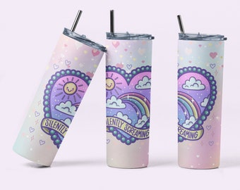 Kawaii, Emo, „Silently Scremeing“ 20 Unzen gerader Becher Wrap Nahtloses Design PNG