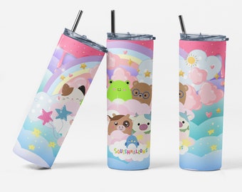 Verträumte, SQUISMALLOW, niedliches Plüschtier-Design, 20 Unzen Skinny Tumbler, Sublimation PNG digitale Datei