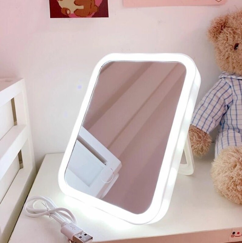 Rechargeable Portable Lamp LED Makeup Mirror Desktop Folding Etsy