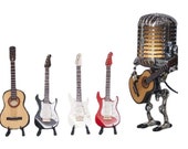 Vintage Microphone Robot Lamp Play Guitar Desk LED Lamp