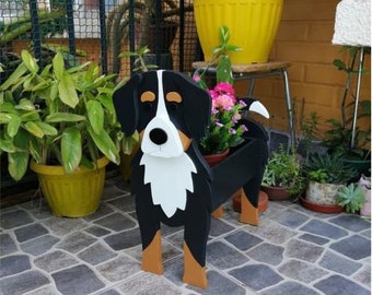 Home Décor | Dog Flower Pot | Dog Planter | Indoor Plant Pot | Dog Decoration | Yard Art | Bernese Mountain Dog | Garden Gift
