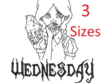 Wednesday addams custom digitized sketch file for embroidery