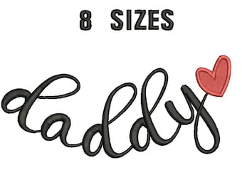 Daddy Embroidery Design Heart Script DAD Father Collar Cuff Machine Embroidery Pattern, father's day embroidery design, embroidery file