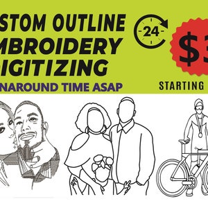 Custom Outline Embroidery Digitizing, Outline Embroidery, Outline Digitizing, Outline Embroidery Design, Outline Embroidery File, PES DST