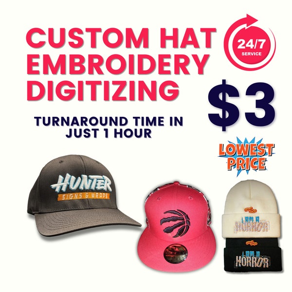 Embroidery Digitizing Service, Cap Logo Embroidery Digitizing, 3D Puff, Hat 3D Logo Digitizing, Custom Hat Logo, Cap 3D Puff Logo Embroidery