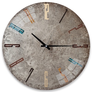 Tempered Glass Wall Clock, Stone Color Wall Clock, Housewarming Gift, Modern Clock for Living Room