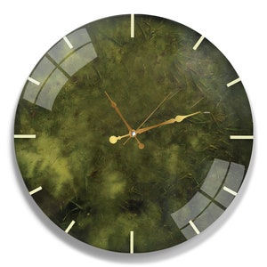 Large Wall Clock, Nature Wall Clock, Tempered Glass Wall Clock, Housewarming Gift, Modern Clock for Living Room image 3