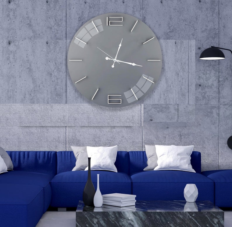 Tempered Glass Wall Clock, Metalic Color Wall Clock, Housewarming Gift ...