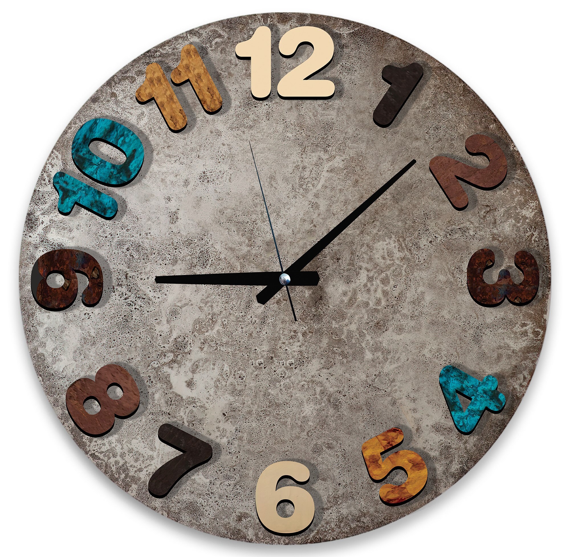 Tempered Glass Wall Clock, Stone Color Wall Clock, Housewarming Gift ...