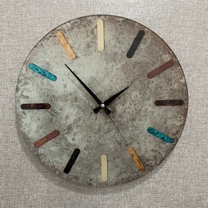 Tempered Glass Wall Clock, Stone Color Wall Clock, Housewarming Gift, Modern Clock for Living Room