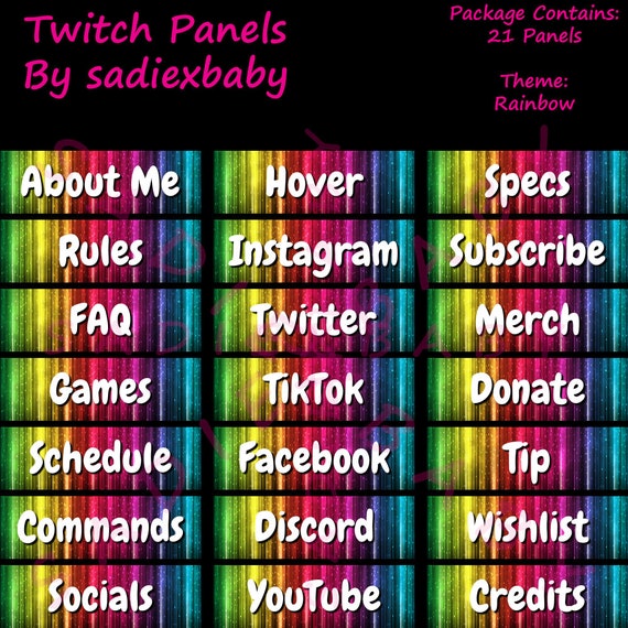 Rainbow Shower Twitch Panels Etsy