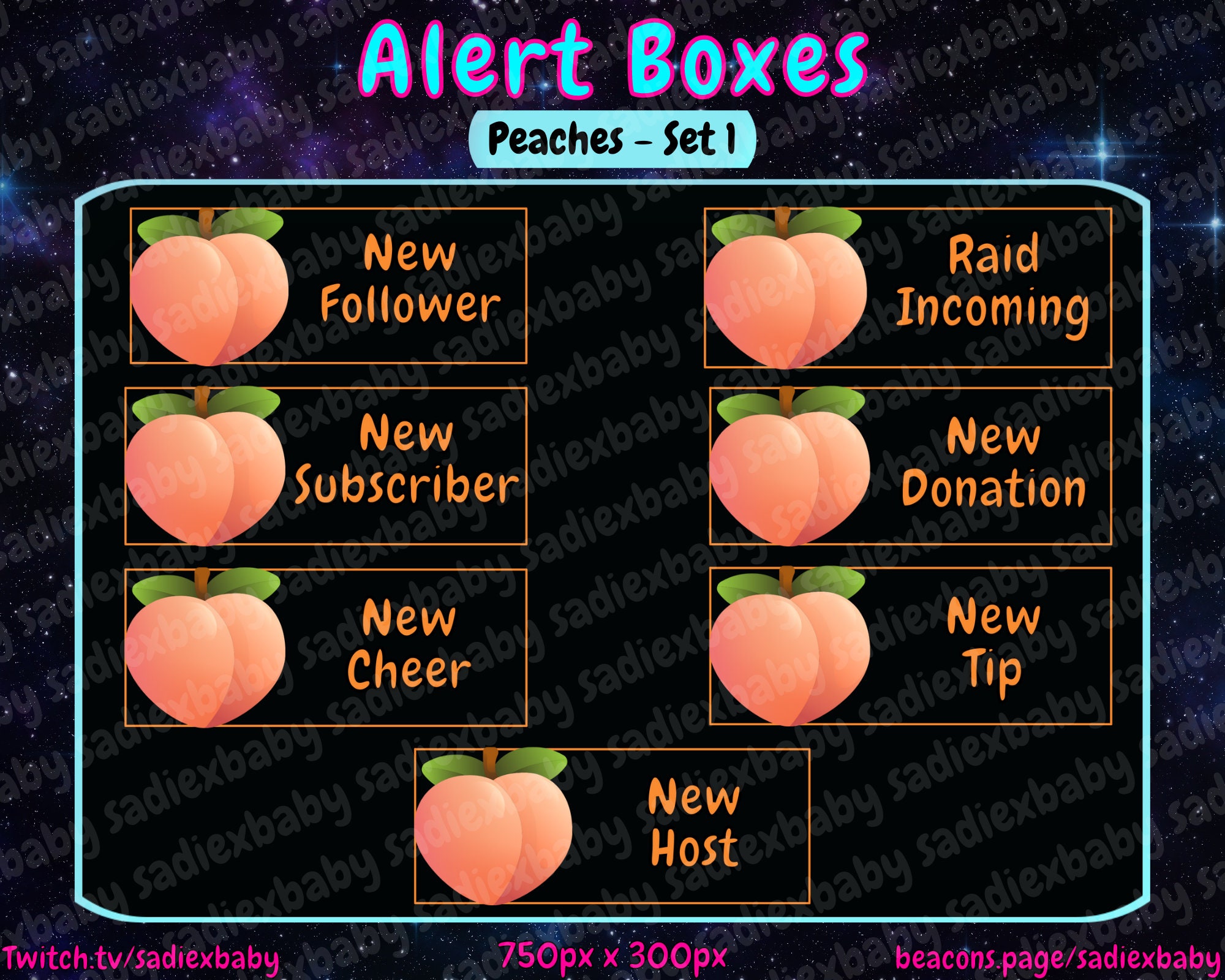 Peach Twitch Alerts Set 1 7x Static Alerts Follower - Etsy