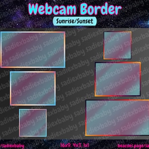 Sunrise Sunset Webcam Border/Frame/Overlay | 3 Sizes 16x9 - 4x3 - 1x1 | Streamer | Twitch | Youtube | Facebook | Colorful | Day | Night