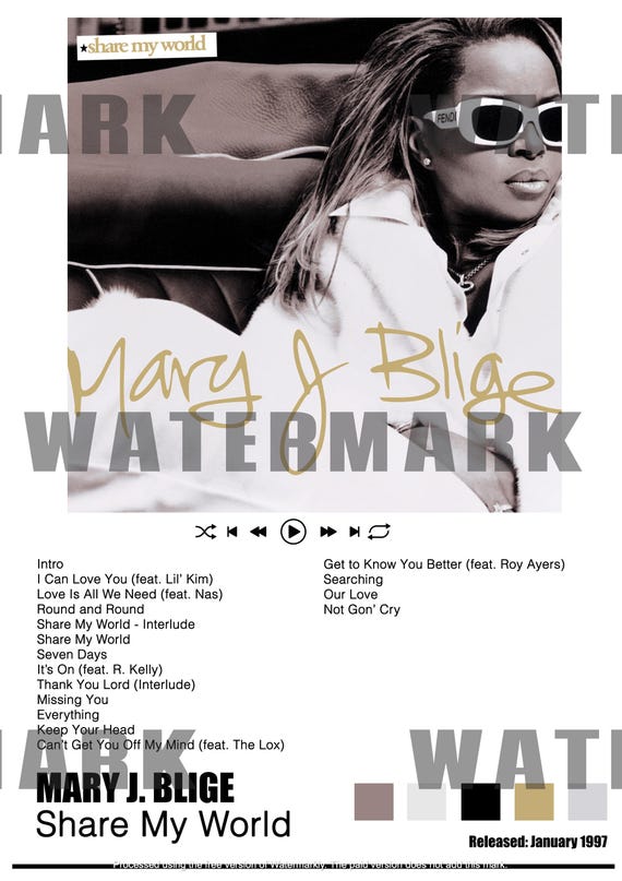 Mary J Blige Share My World 2枚組レコード Digital Music Poster