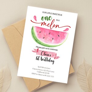 Editable Watermelon Birthday Invitation Watermelon Invitation - Etsy