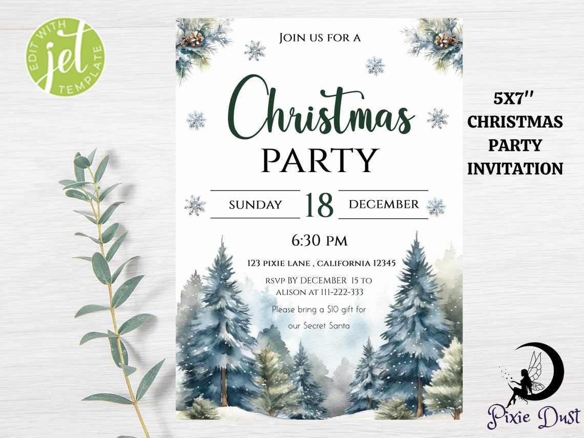 Editable Christmas Party Invitation Christmas Invitation Printable ...