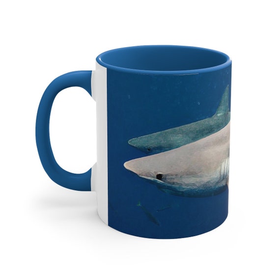 Coffee Mug 11 Oz Ceramic, Two Tone Accented, C Handle, Galapagos Shark, N.  Shore, Hawaii Signed Surf Art - Etsy