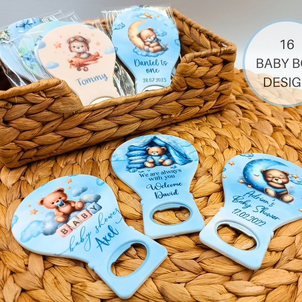 Personalized Baby Shower Magnet Custom Cap Opener, Ideal for Birthdays or Baptisms, Perfect for Baby Boy Favors