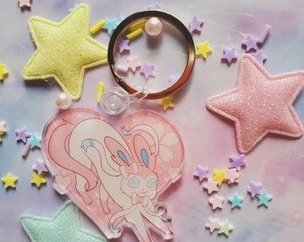 cherry blossom pink alien monster keychain