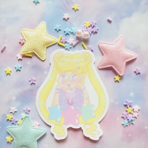 90&#39;s anime girl pastel aesthetic sticker