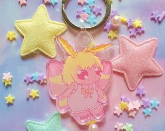 Rosy maple moth keychain